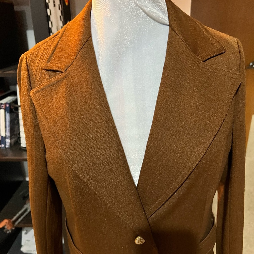 Vintage 1960s Butte Knit Brown Polyester Blazer with Nautical Buttons - Picture 6 of 10